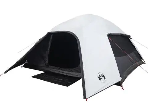 Cort camping cupolă 4 persoane alb, țesătură opacă, impermeabil - 3/5