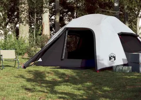 Cort camping cupolă 4 persoane alb, țesătură opacă, impermeabil - 4/5