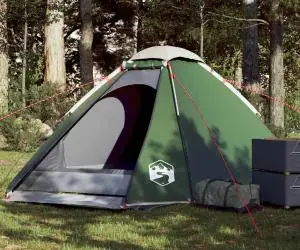 vidaXL Cort de camping cupolă pentru 4 persoane, verde, impermeabil