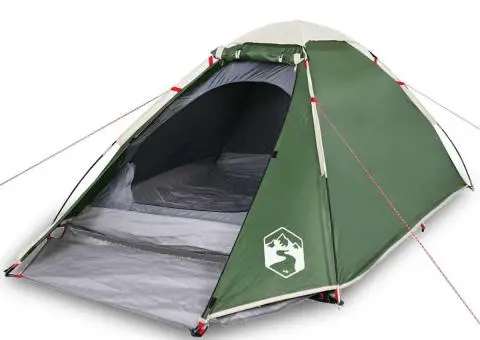 Cort de camping cupolă pentru 4 persoane, verde, impermeabil - 2/5