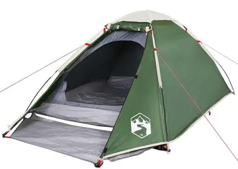 Cort de camping cupolă pentru 4 persoane, verde, impermeabil - 3/5