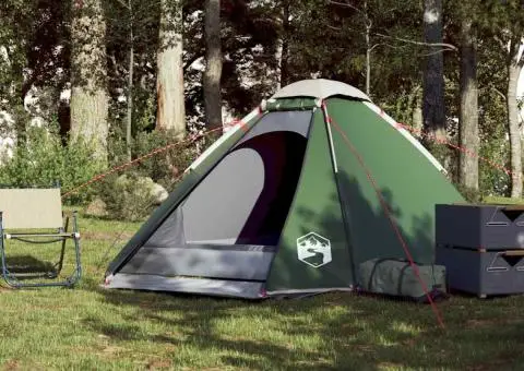 Cort de camping cupolă pentru 4 persoane, verde, impermeabil - 4/5