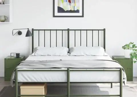 Noptiere, 2 buc., verde olive, 34,5x39x44 cm, oțel - 1/5