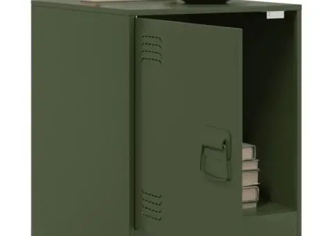 Noptiere, 2 buc., verde olive, 34,5x39x44 cm, oțel - 4/5