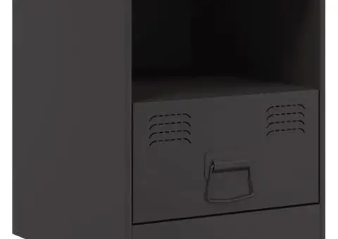 Noptieră, negru, 34,5x39x44 cm, oțel - 2/5