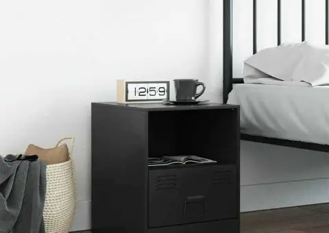 Noptieră, negru, 34,5x39x44 cm, oțel - 3/5