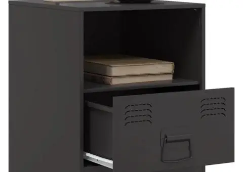 Noptieră, negru, 34,5x39x44 cm, oțel - 5/5