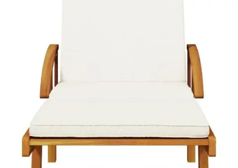 Șezlong cu pernă și masă, lemn masiv de acacia - 4/5