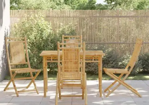 Scaune de grădină pliabile, 4 buc., 46x66x99 cm, bambus - 1/5