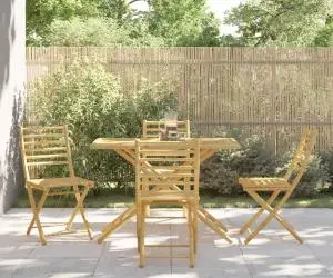 vidaXL Set mobilier de grădină, 5 piese, bambus