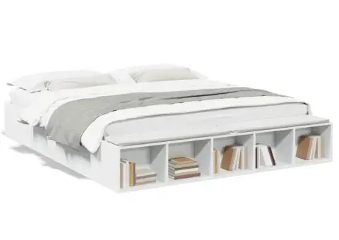 Cadru de pat, alb, 200x200 cm, lemn prelucrat - 2/5