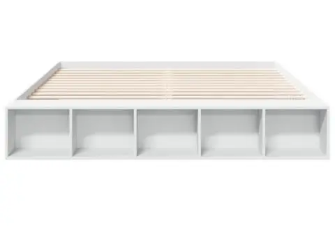 Cadru de pat, alb, 200x200 cm, lemn prelucrat - 4/5