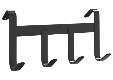 Cuier pentru căpăstru cu 4 cârlige, negru, oțel - 2/5