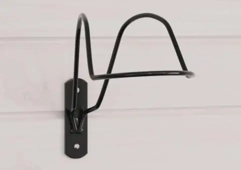 Suport pentru căști de echitație montat pe perete, negru, oțel - 1/5