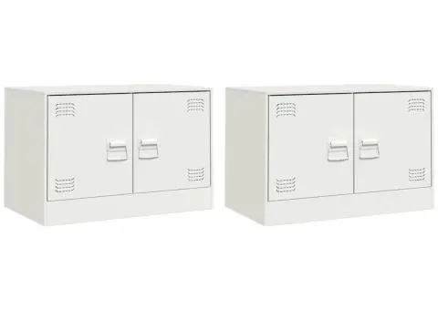 Dulapuri TV 2 buc., alb, 67x39x44 cm Otel - 2/5