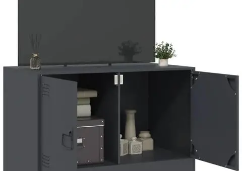 Comodă TV, antracit, 67x39x44 cm, oțel - 4/5