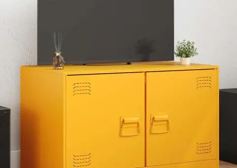 Comodă TV, galben muștar, 67x39x44 cm, oțel - 1/5