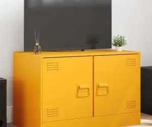 vidaXL Comodă TV, galben muștar, 67x39x44 cm, oțel