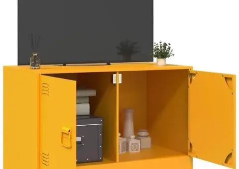 Comodă TV, galben muștar, 67x39x44 cm, oțel - 4/5