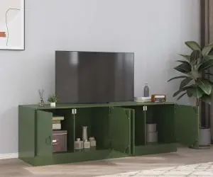 vidaXL Dulapuri TV 2 buc., verde măslină, 67x39x44 cm Otel