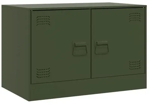 Dulapuri TV 2 buc., verde măslină, 67x39x44 cm Otel - 5/5