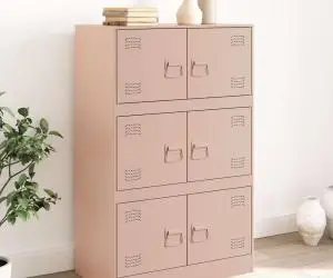 vidaXL Bufeta Roz 67x39x107 cm oțel