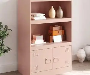 vidaXL Comodă Roz 67x39x107 cm oțel