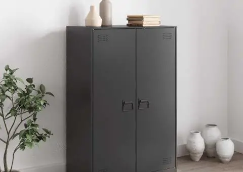 Servantă, negru, 67x39x107 cm, oțel - 3/5