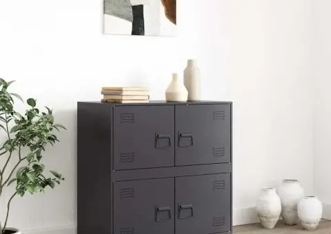 Servantă, negru, 67x39x73 cm, oțel - 3/5