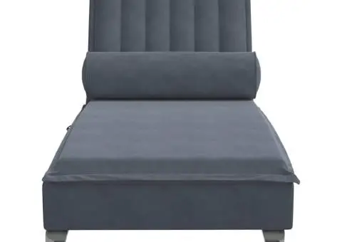 vidaXLȘezlong de masaj cu sprijin, gri închis, catifea - 4/5