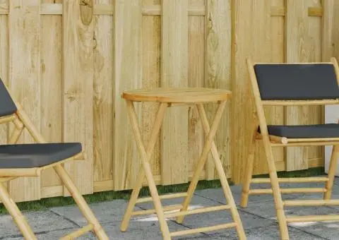 Masă de grădină pliabilă, Ø55x75 cm, bambus - 1/5