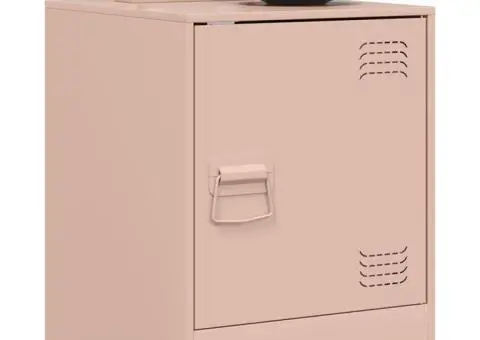 Noptieră, roz, 34,5x39x44 cm, oțel - 4/5