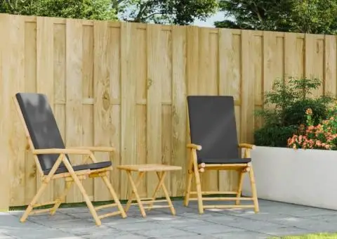 Scaune de grădină pliabile rabatabile, cu perne, 2 buc., bambus - 3/5