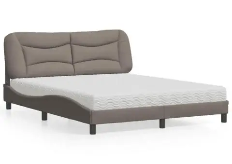 Pat cu saltea, gri taupe, 160x200 cm material textil - 1/5