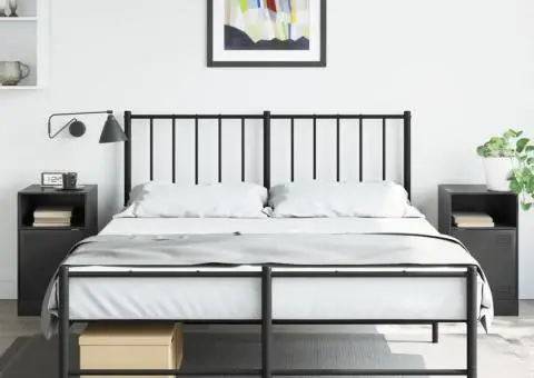 Noptiere, 2 buc., negru, 34,5x39x62 cm, oțel - 1/5