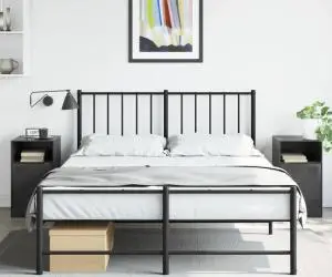 vidaXL Noptiere, 2 buc., negru, 34,5x39x62 cm, oțel
