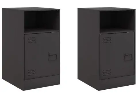 Noptiere, 2 buc., negru, 34,5x39x62 cm, oțel - 2/5