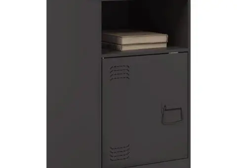 Noptiere, 2 buc., negru, 34,5x39x62 cm, oțel - 3/5