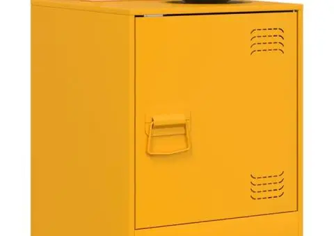 Noptiere, 2 buc., galben muștar, 34,5x39x44 cm, oțel - 3/5