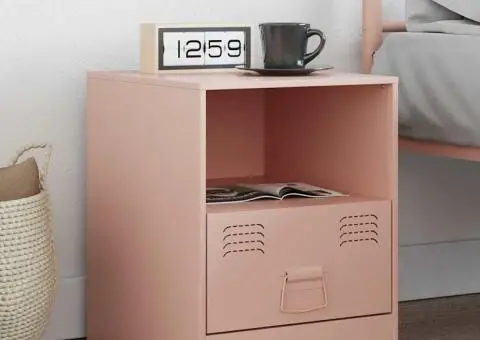 Noptieră, negru, 34,5x39x44 cm, oțel - 1/5