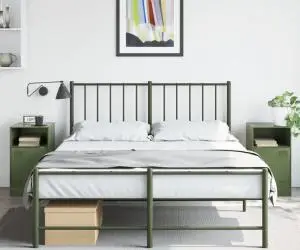 vidaXL Noptiere, 2 buc., verde olive, 34,5x39x62 cm, oțel