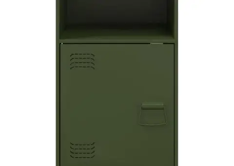 Noptiere, 2 buc., verde olive, 34,5x39x62 cm, oțel - 5/5