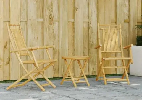 Set mobilier bistro, 3 piese, bambus - 1/5