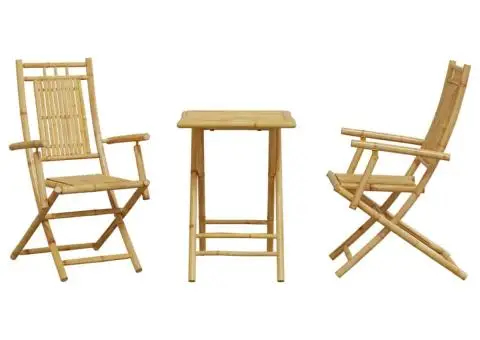 Set mobilier bistro, 3 piese, bambus - 4/5