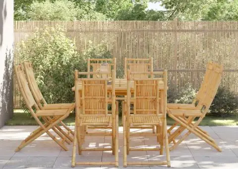 Scaune de grădină pliabile, 8 buc., 46x66x99 cm, bambus - 1/5