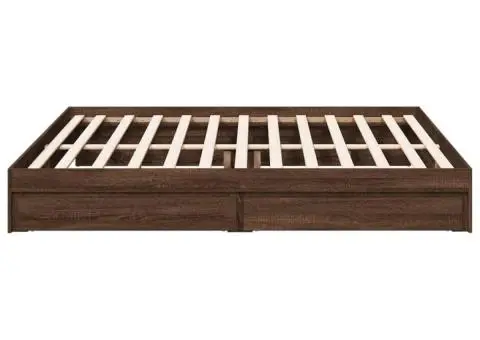 Cadru de pat cu sertare stejar maro 200x200 cm lemn prelucrat - 5/5