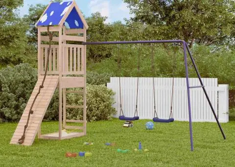 Set de joacă pentru exterior, lemn masiv de pin - 1/5