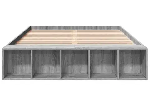 Cadru de pat, gri sonoma, 135x190 cm, lemn prelucrat - 4/5