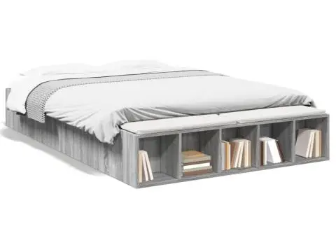 Cadru de pat, gri sonoma, 140x200 cm, lemn prelucrat - 2/5