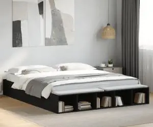 vidaXL Cadru de pat negru 180x200 cm din lemn prelucrat
